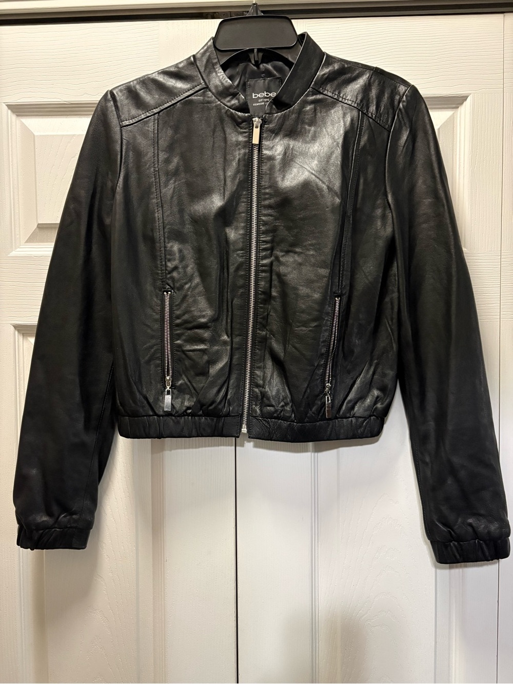 Bebe leather bomber jacket